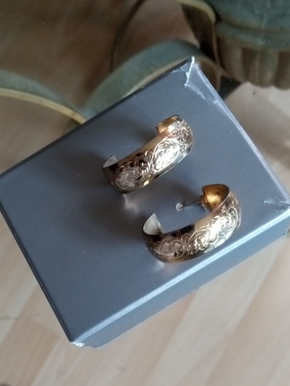 $2>>Embossed Gold-Tone Half Hoop Earrings